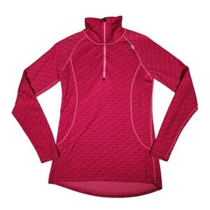 Norheim Womens Activewear Top Layer Pink Patterned Mock Neck Pullover